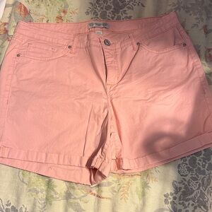 Trendy Peach Jean Shorts